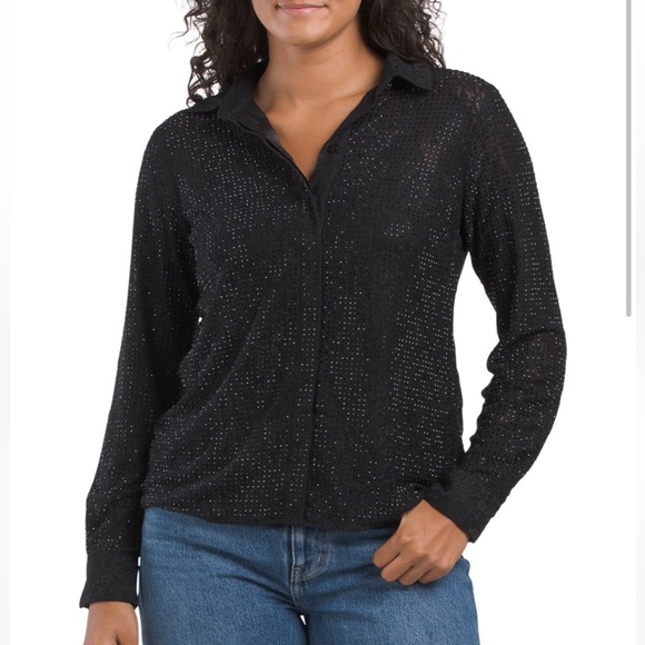 NEW ELIE TAHARI Long Sleeve Collar Button Down Lace